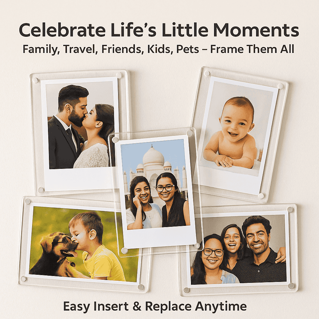 Collage of family photos with text 'Celebrate Life's Little Moments' on a light background
