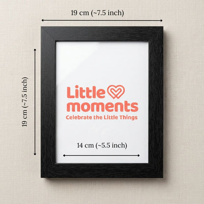 6x8 Photo frame kept on a beige background with 'Little moments' logo, showing the frame dimensions 