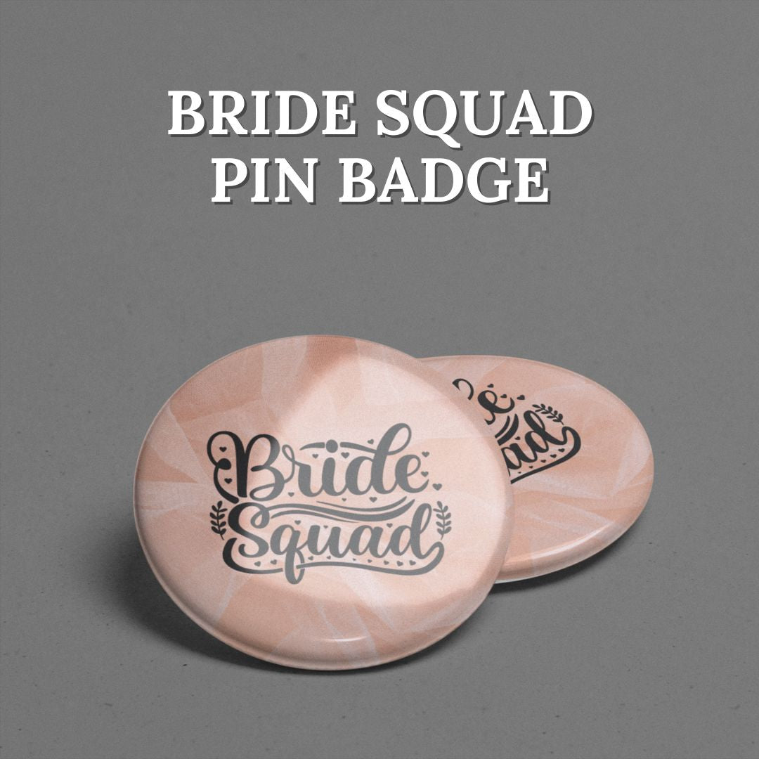 Bride Squad Peach Tulle Pin Badge