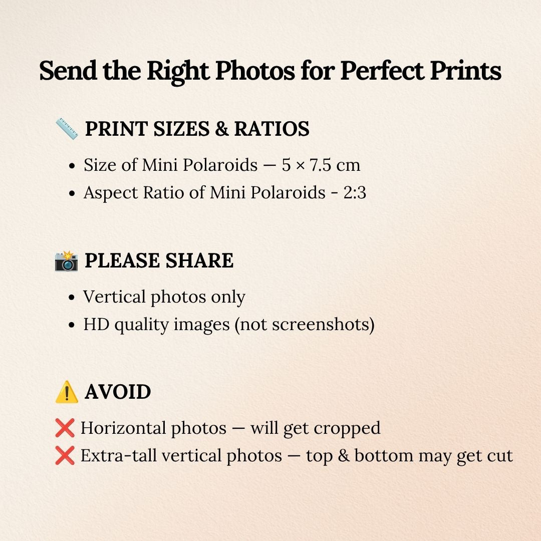 Instructions for sending the right photos for perfect photo prints
