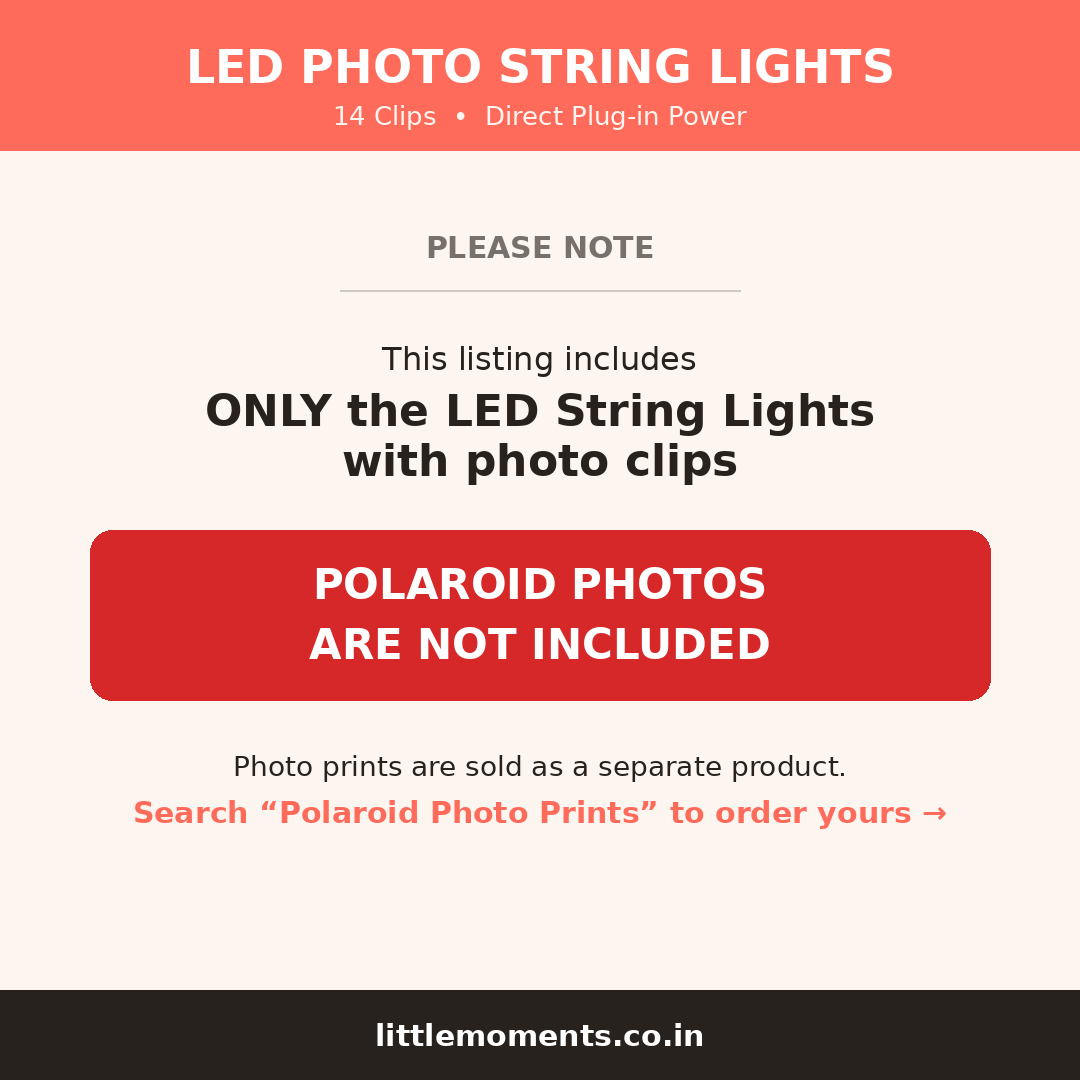 LED Photo String Lights with Clips (14 Photo Clips)