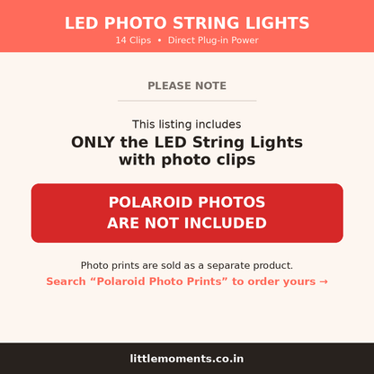 LED Photo String Lights with Clips (14 Photo Clips)